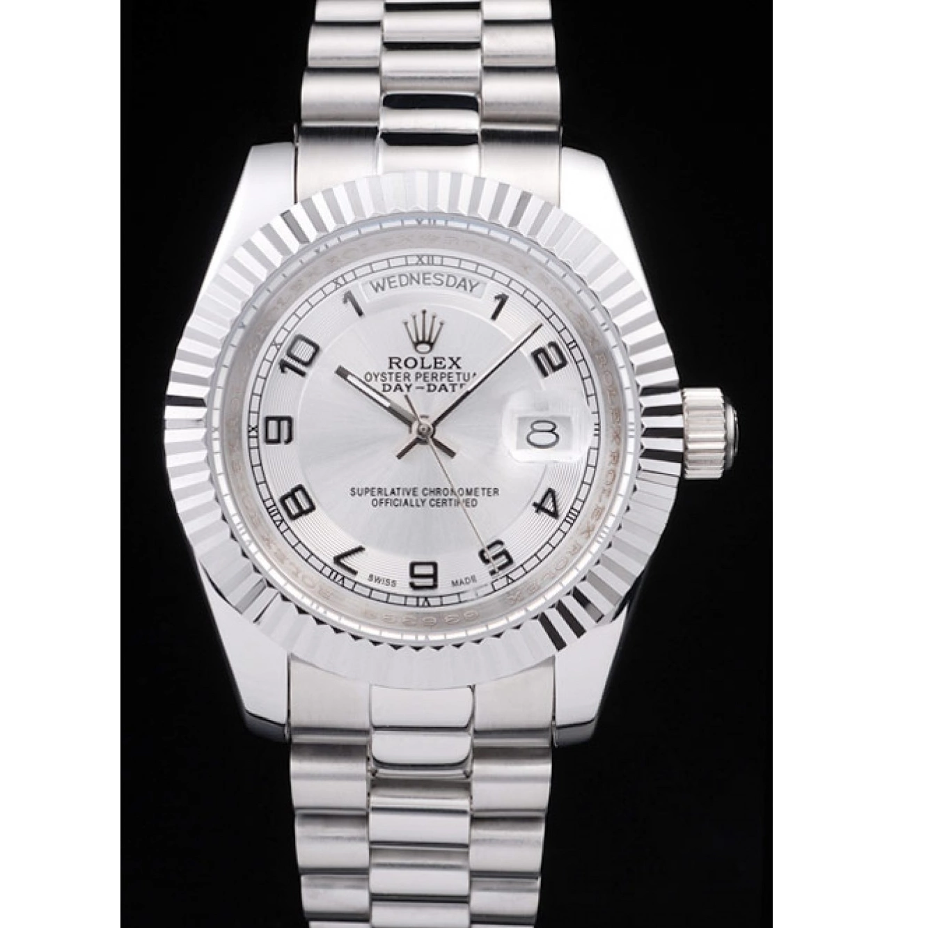 Aaa fake watches Dial White Rolex Stainless Day-Date Polished Steel 0710